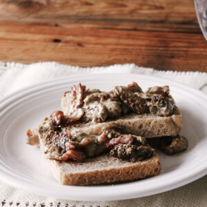 creamy bacon and morel over toast recipe