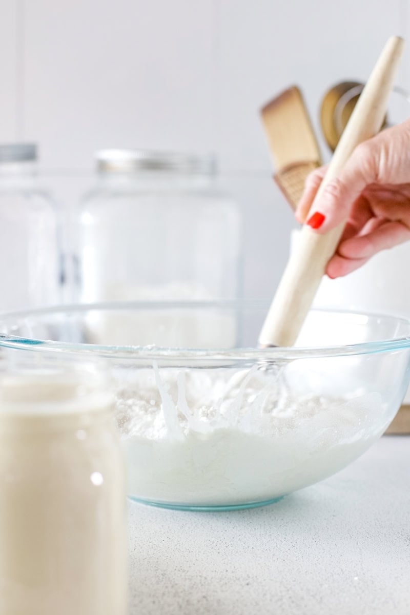 Day 2 of making a sourdough starter, no activity yet and now it's time to feed and discard a portion.