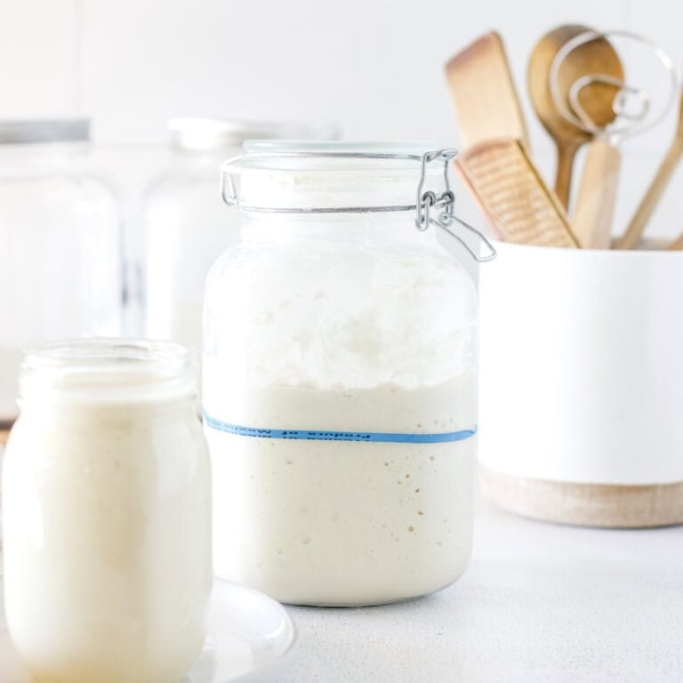 sourdough starter in a jar.