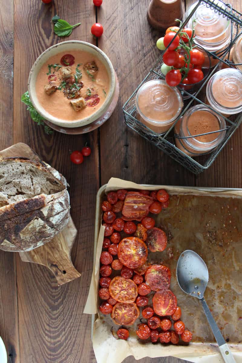 Ingredients for creamy tomato soup.