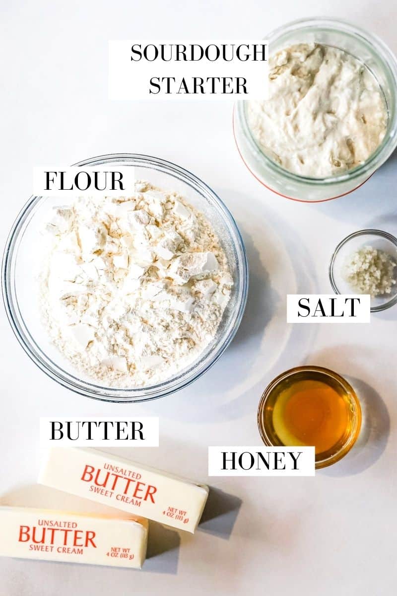 Ingredients for sourdough pie crust.
