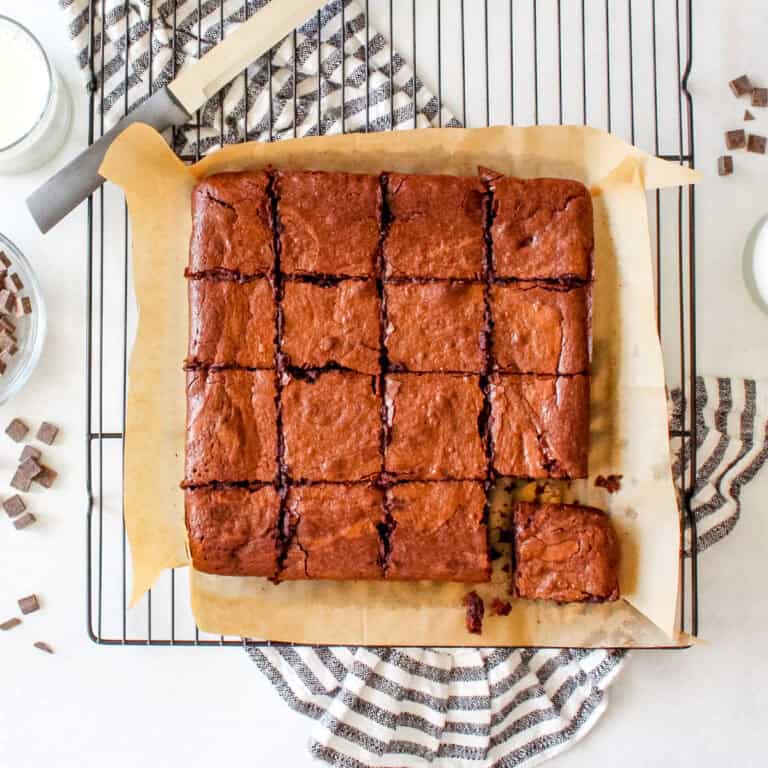 better than boxed brownies cut and cooling on a wire rack.