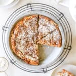 sourdough starter discard coffee cake on a cooling rack.