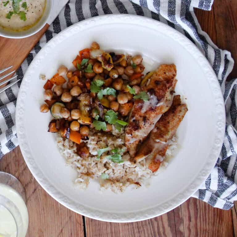wild-caught bass with tahini.