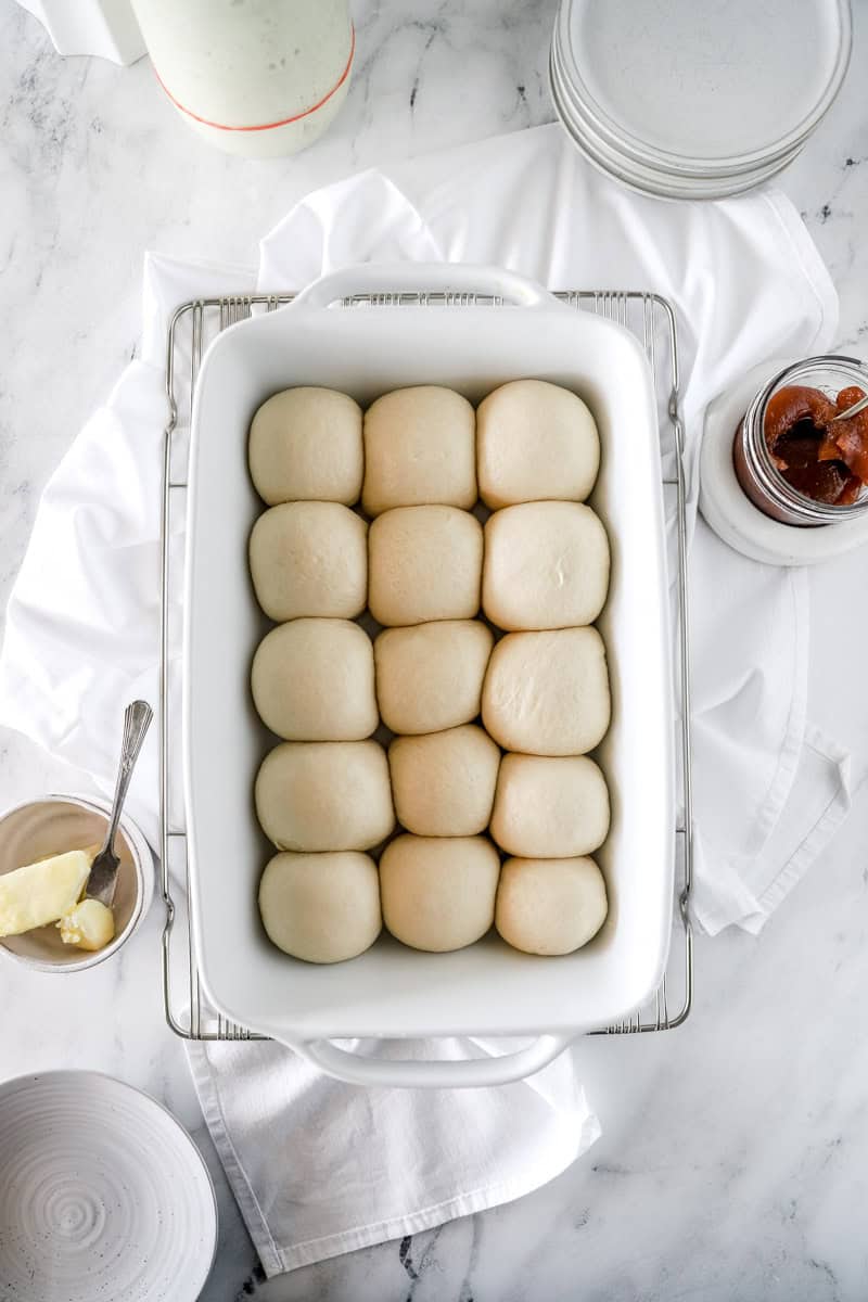 Step 4 is letting the dinner roll dough rise.