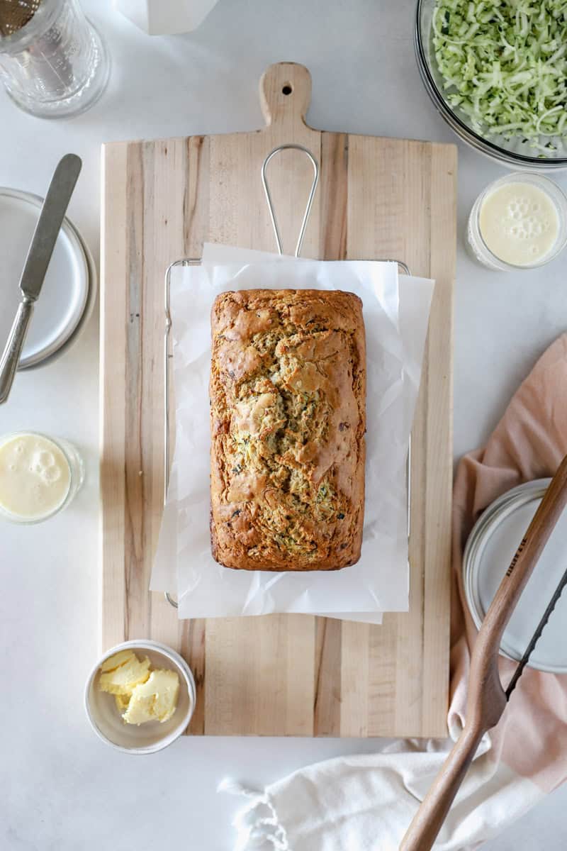A top view of banana zucchini bread.