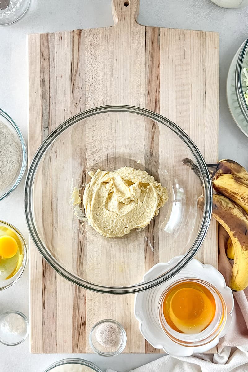 Step 3 In a separate bowl or stand mixer, beat room temperature butter and brown sugar two minutes until light and fluffy.