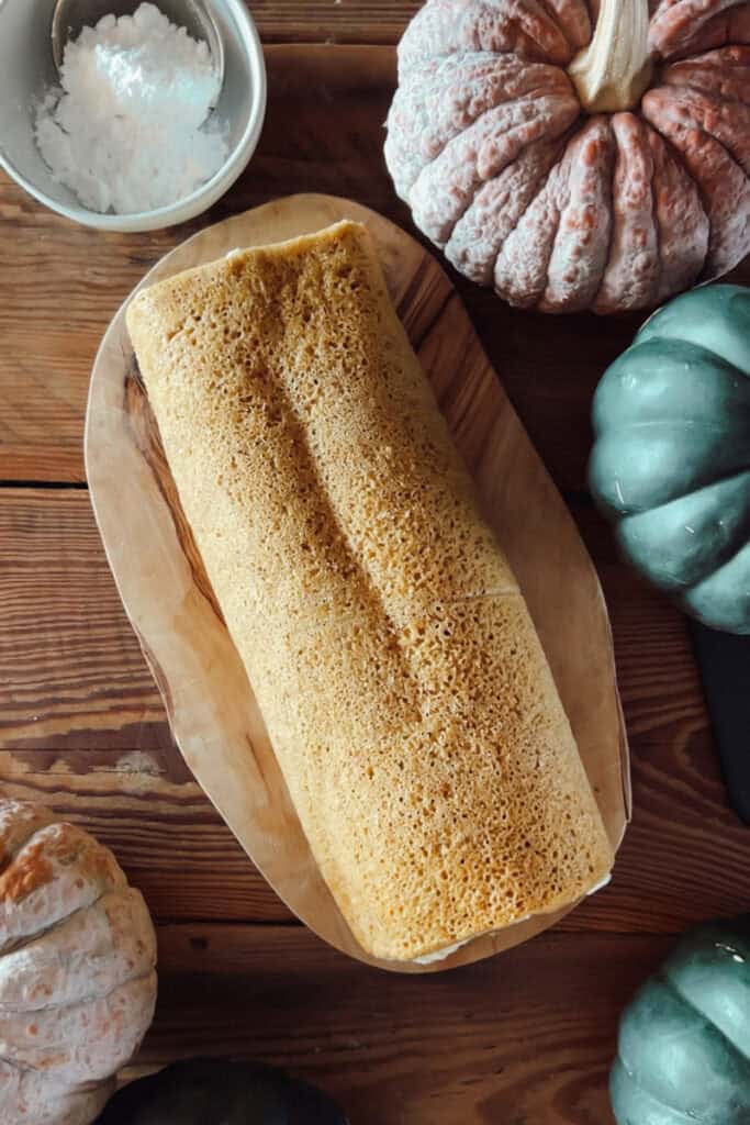 A finished pumpkin roll.