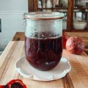 A jar of pickled beets.